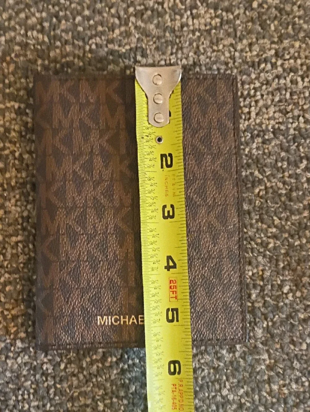 Michael Kors Brown Monogram Passport/Card Holder with Gold Logo
